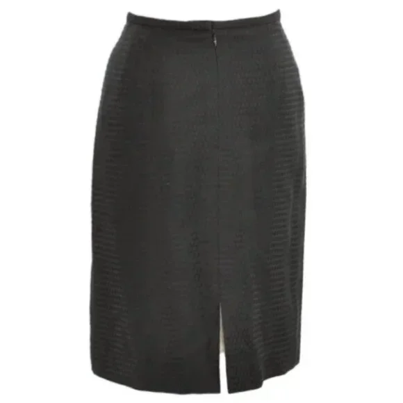 Etcetera Luxurious Black Embossed Dobby Dot Jacquard Pencil Dress Skirt L 12